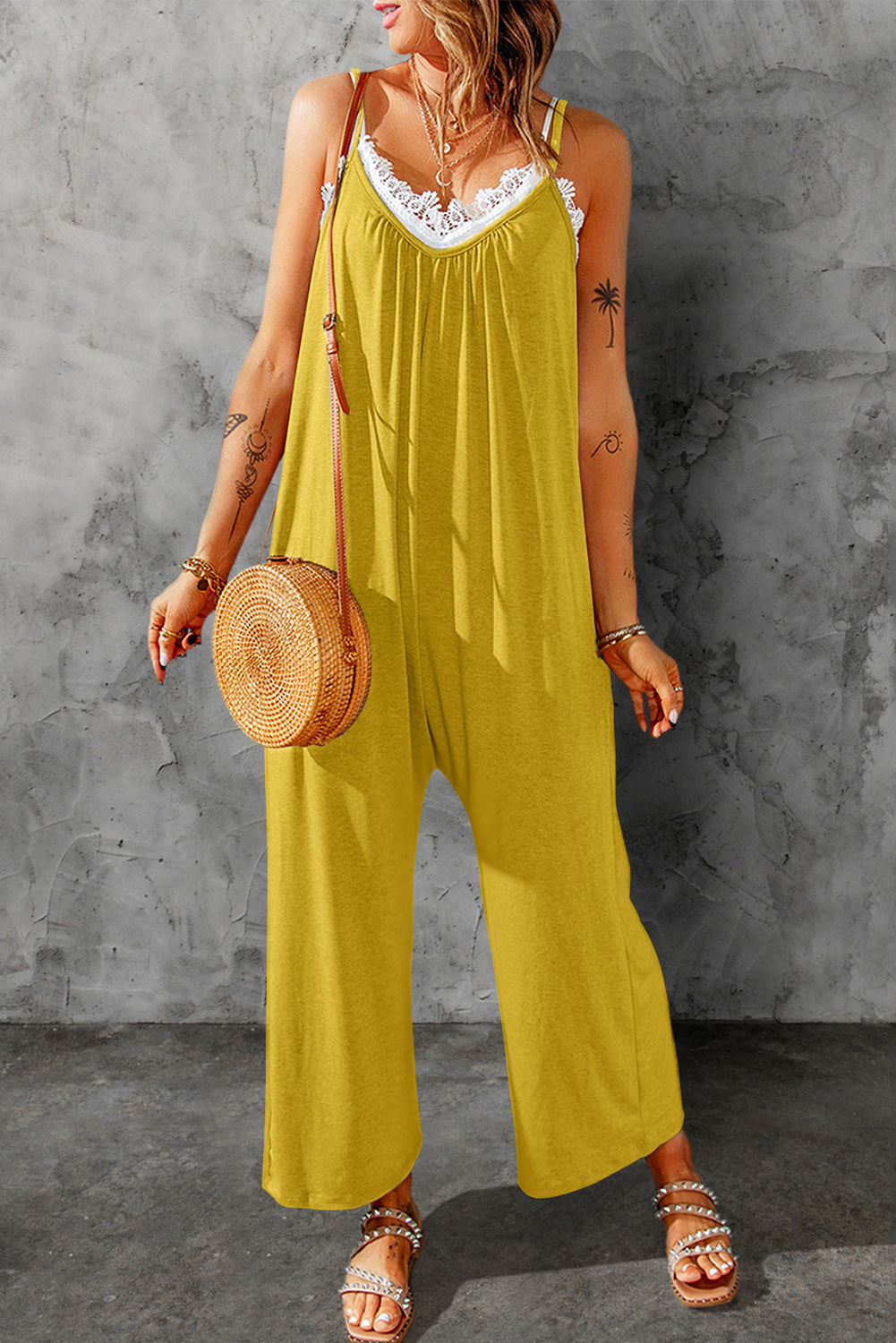 Spaghetti Strap Wide Leg Jumpsuit