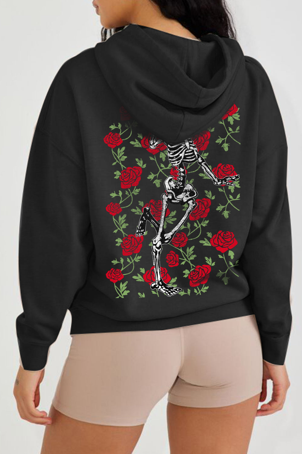 Simply Love Simply Love Full Size Rose and Skeleton Graphic Hoodie