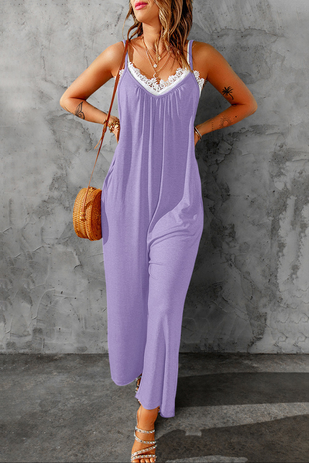 Spaghetti Strap Wide Leg Jumpsuit